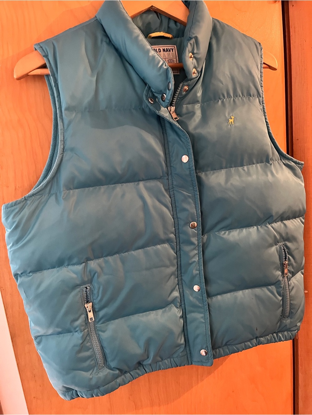 Old Navy Girls Size XL Teal Quilted Puffer Vest Down & Feather Fill